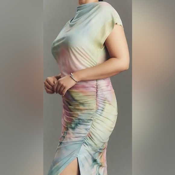 Anthropologie The Maya Ruched Cowl Neck Mesh Dress - NWT! - Picture 4 of 8